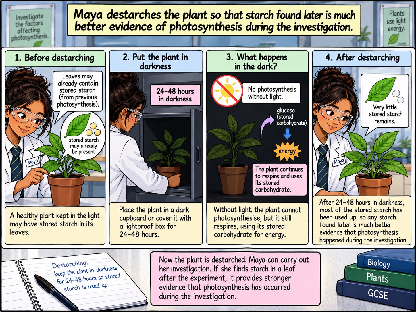 Evidence for What Photosynthesis Requires — Section 2 — Preparing the plant: destarching