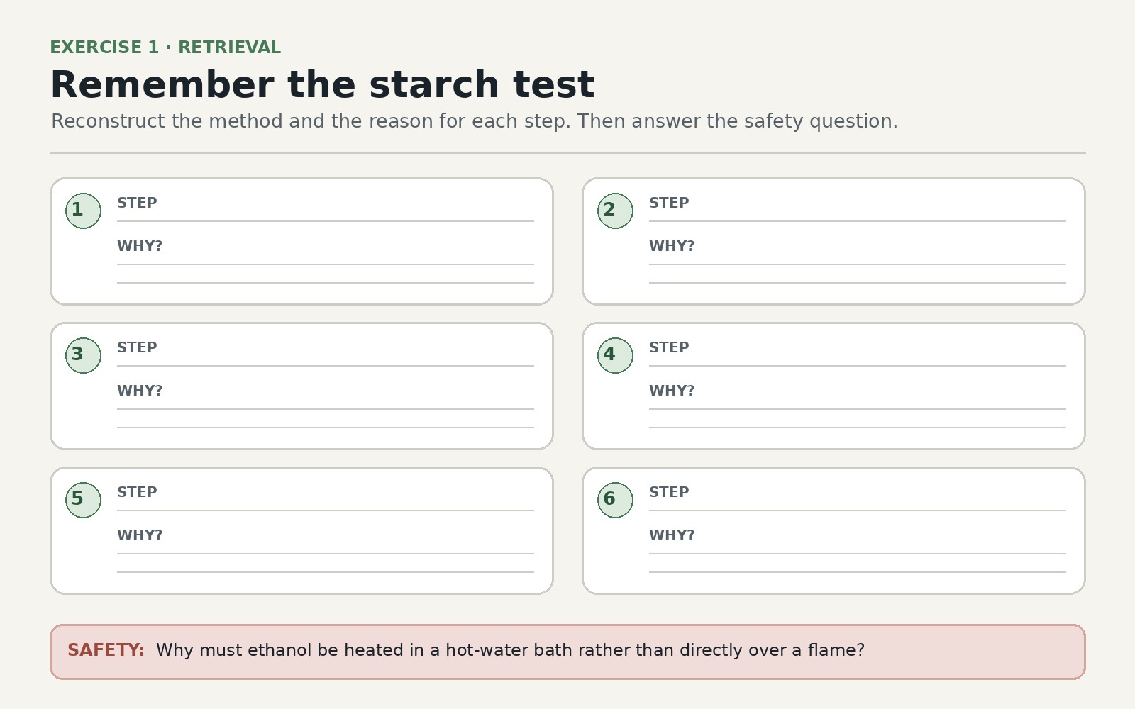 Evidence for What Photosynthesis Requires — Exercise 1 — Remember the starch test